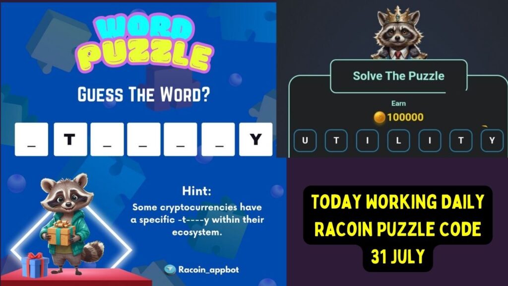 Today Working Daily RaCoin Puzzle Code 31 July