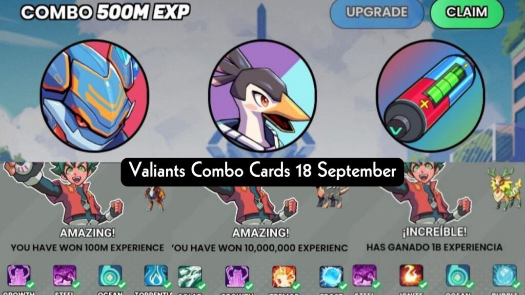 Valiants Combo Cards 18 September