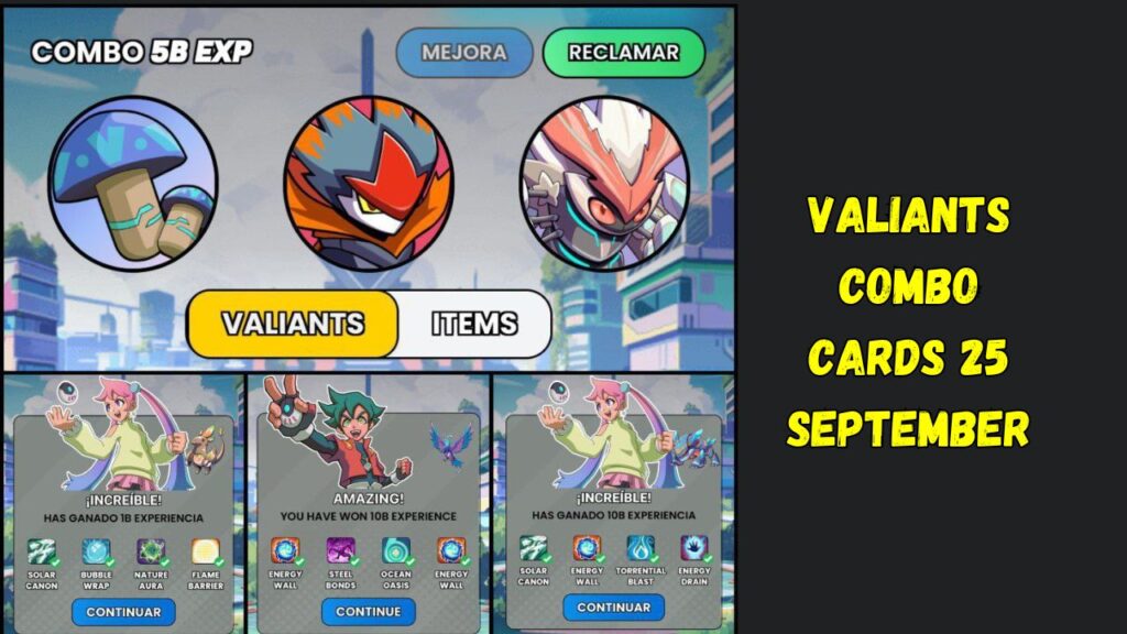 Valiants Combo Cards 25 September