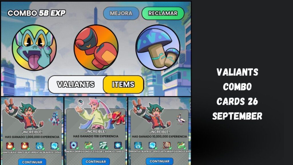 Valiants Combo Cards 26 September