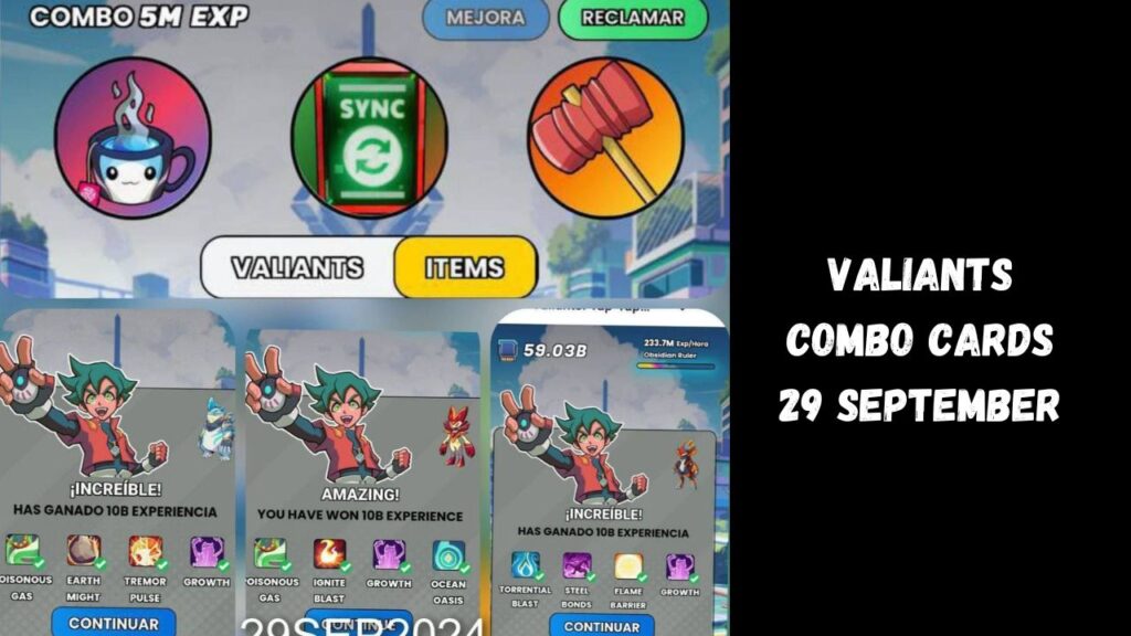 Valiants Combo Cards 29 September