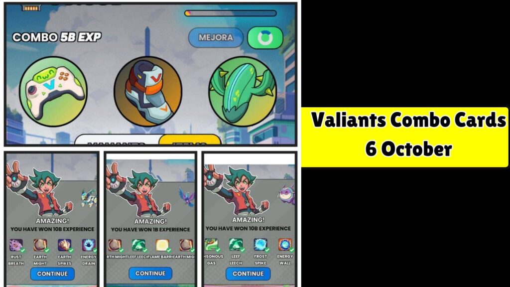 Valiants Combo Cards 6 October