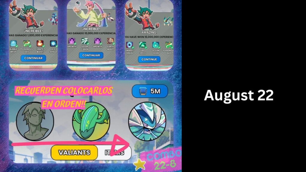 Valiants Taptap Combo Cards 22 August