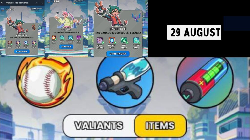 Valiants Taptap Combo Cards 29 August