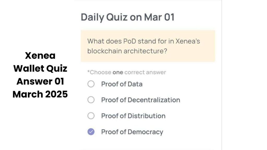 Xenea Wallet Quiz Answer 01 March 2025