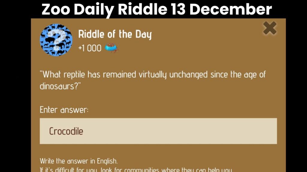 Zoo Daily Riddle 12 December 