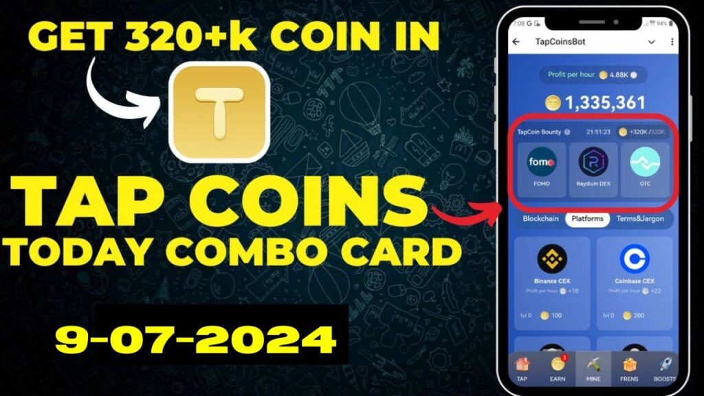 tapCoins 9 July Daily Combo 