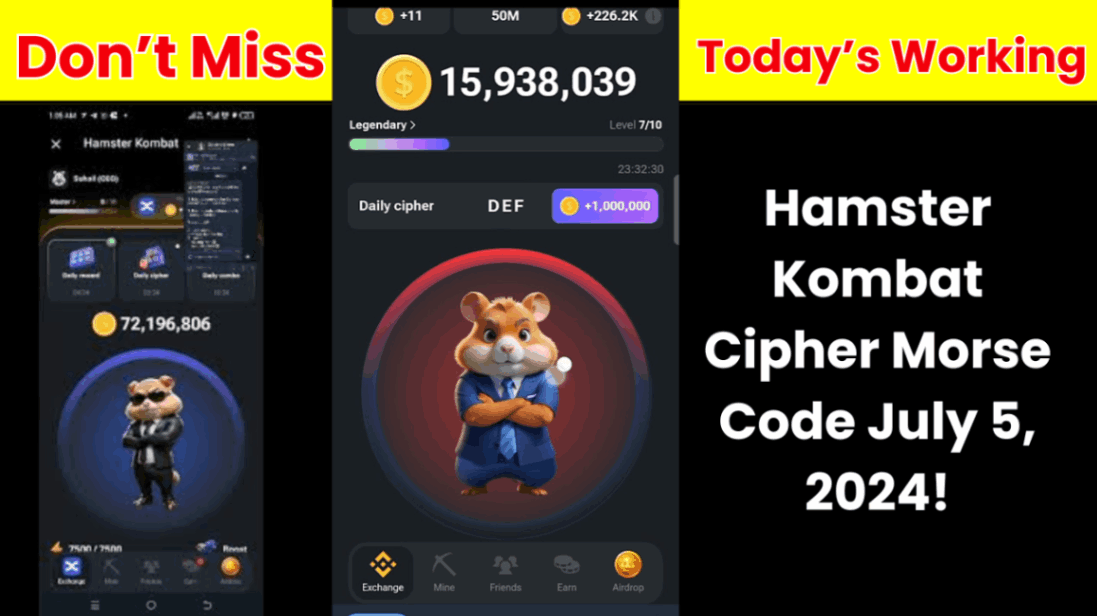 Hamster Kombat Cipher Morse Code July 5, 2024!